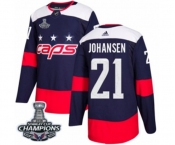 Men Adidas Washington Capitals #21 Lucas Johansen Authentic Navy Blue 2018 Stadium Series 2018 Stanley Cup Final Champions NHL Jersey