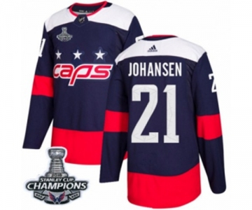 Men Adidas Washington Capitals #21 Lucas Johansen Authentic Navy Blue 2018 Stadium Series 2018 Stanley Cup Final Champions NHL Jersey