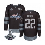 Men Adidas Washington Capitals #22 Madison Bowey Authentic Black 1917-2017 100th Anniversary 2018 Stanley Cup Final Champions NHL Jersey