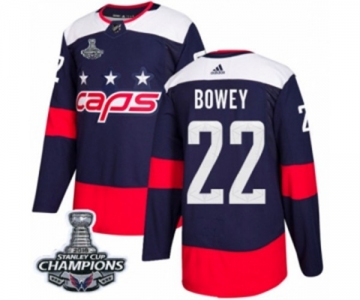 Men Adidas Washington Capitals #22 Madison Bowey Authentic Navy Blue 2018 Stadium Series 2018 Stanley Cup Final Champions NHL Jersey