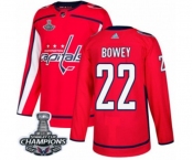 Men Adidas Washington Capitals #22 Madison Bowey Authentic Red Home 2018 Stanley Cup Final Champions NHL Jersey