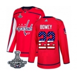 Men Adidas Washington Capitals #22 Madison Bowey Authentic Red USA Flag Fashion 2018 Stanley Cup Final Champions NHL Jersey