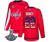 Men Adidas Washington Capitals #22 Madison Bowey Authentic Red USA Flag Fashion 2018 Stanley Cup Final Champions NHL Jersey