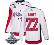 Men Adidas Washington Capitals #22 Madison Bowey Authentic White Away 2018 Stanley Cup Final Champions NHL Jersey