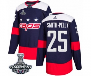 Men Adidas Washington Capitals #25 Devante Smith-Pelly Authentic Navy Blue 2018 Stadium Series 2018 Stanley Cup Final Champions NHL Jersey