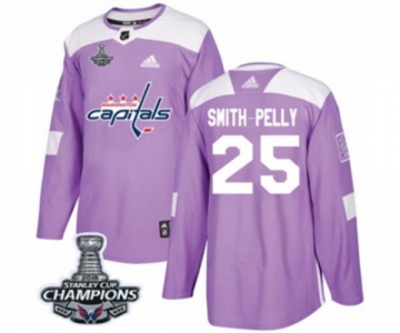 Men Adidas Washington Capitals #25 Devante Smith-Pelly Authentic Purple Fights Cancer Practice 2018 Stanley Cup Final Champions NHL Jersey