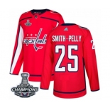 Men Adidas Washington Capitals #25 Devante Smith-Pelly Authentic Red Home 2018 Stanley Cup Final Champions NHL Jersey