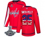 Men Adidas Washington Capitals #25 Devante Smith-Pelly Authentic Red USA Flag Fashion 2018 Stanley Cup Final Champions NHL Jersey