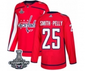 Men Adidas Washington Capitals #25 Devante Smith-Pelly Premier Red Home 2018 Stanley Cup Final Champions NHL Jersey