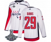 Men Adidas Washington Capitals #29 Christian Djoos Authentic White Away 2018 Stanley Cup Final Champions NHL Jersey