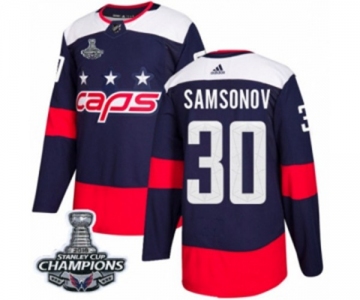 Men Adidas Washington Capitals #30 Ilya Samsonov Authentic Navy Blue 2018 Stadium Series 2018 Stanley Cup Final Champions NHL Jersey