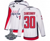 Men Adidas Washington Capitals #30 Ilya Samsonov Authentic White Away 2018 Stanley Cup Final Champions NHL Jersey