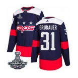 Men Adidas Washington Capitals #31 Philipp Grubauer Authentic Navy Blue 2018 Stadium Series 2018 Stanley Cup Final Champions NHL Jersey