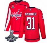 Men Adidas Washington Capitals #31 Philipp Grubauer Authentic Red Home 2018 Stanley Cup Final Champions NHL Jersey