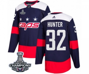 Men Adidas Washington Capitals #32 Dale Hunter Authentic Navy Blue 2018 Stadium Series 2018 Stanley Cup Final Champions NHL Jersey