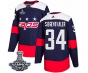 Men Adidas Washington Capitals #34 Jonas Siegenthaler Authentic Navy Blue 2018 Stadium Series 2018 Stanley Cup Final Champions NHL Jersey