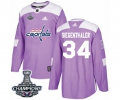 Men Adidas Washington Capitals #34 Jonas Siegenthaler Authentic Purple Fights Cancer Practice 2018 Stanley Cup Final Champions NHL Jersey