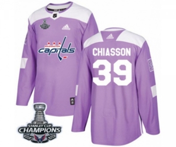 Men Adidas Washington Capitals #39 Alex Chiasson Authentic Purple Fights Cancer Practice 2018 Stanley Cup Final Champions NHL Jersey