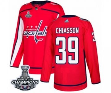 Men Adidas Washington Capitals #39 Alex Chiasson Authentic Red Home 2018 Stanley Cup Final Champions NHL Jersey