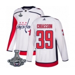 Men Adidas Washington Capitals #39 Alex Chiasson Authentic White Away 2018 Stanley Cup Final Champions NHL Jersey