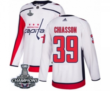 Men Adidas Washington Capitals #39 Alex Chiasson Authentic White Away 2018 Stanley Cup Final Champions NHL Jersey