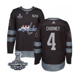 Men Adidas Washington Capitals #4 Taylor Chorney Authentic Black 1917-2017 100th Anniversary 2018 Stanley Cup Final Champions NHL Jersey