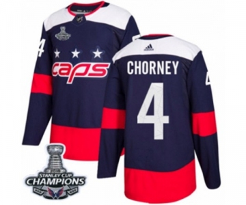 Men Adidas Washington Capitals #4 Taylor Chorney Authentic Navy Blue 2018 Stadium Series 2018 Stanley Cup Final Champions NHL Jersey