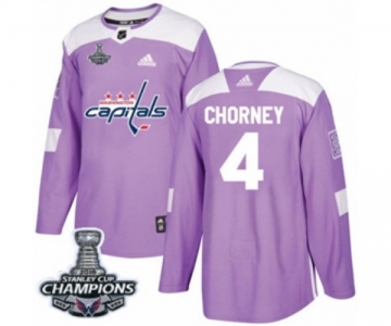 Men Adidas Washington Capitals #4 Taylor Chorney Authentic Purple Fights Cancer Practice 2018 Stanley Cup Final Champions NHL Jersey