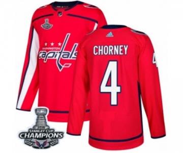 Men Adidas Washington Capitals #4 Taylor Chorney Authentic Red Home 2018 Stanley Cup Final Champions NHL Jersey