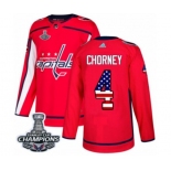 Men Adidas Washington Capitals #4 Taylor Chorney Authentic Red USA Flag Fashion 2018 Stanley Cup Final Champions NHL Jersey