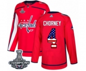 Men Adidas Washington Capitals #4 Taylor Chorney Authentic Red USA Flag Fashion 2018 Stanley Cup Final Champions NHL Jersey