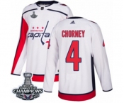 Men Adidas Washington Capitals #4 Taylor Chorney Authentic White Away 2018 Stanley Cup Final Champions NHL Jersey