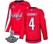 Men Adidas Washington Capitals #4 Taylor Chorney Premier Red Home 2018 Stanley Cup Final Champions NHL Jersey