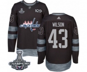 Men Adidas Washington Capitals #43 Tom Wilson Authentic Black 1917-2017 100th Anniversary 2018 Stanley Cup Final Champions NHL Jersey