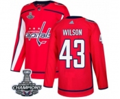 Men Adidas Washington Capitals #43 Tom Wilson Authentic Red Home 2018 Stanley Cup Final Champions NHL Jersey