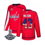 Men Adidas Washington Capitals #43 Tom Wilson Authentic Red USA Flag Fashion 2018 Stanley Cup Final Champions NHL Jersey