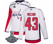 Men Adidas Washington Capitals #43 Tom Wilson Authentic White Away 2018 Stanley Cup Final Champions NHL Jersey