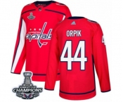 Men Adidas Washington Capitals #44 Brooks Orpik Authentic Red Home 2018 Stanley Cup Final Champions NHL Jersey