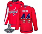 Men Adidas Washington Capitals #44 Brooks Orpik Authentic Red USA Flag Fashion 2018 Stanley Cup Final Champions NHL Jersey