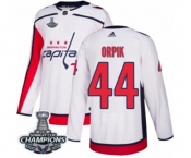 Men Adidas Washington Capitals #44 Brooks Orpik Authentic White Away 2018 Stanley Cup Final Champions NHL Jersey