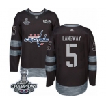 Men Adidas Washington Capitals #5 Rod Langway Authentic Black 1917-2017 100th Anniversary 2018 Stanley Cup Final Champions NHL Jersey