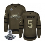 Men Adidas Washington Capitals #5 Rod Langway Authentic Green Salute to Service 2018 Stanley Cup Final Champions NHL Jersey