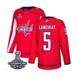 Men Adidas Washington Capitals #5 Rod Langway Authentic Red Home 2018 Stanley Cup Final Champions NHL Jersey