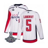 Men Adidas Washington Capitals #5 Rod Langway Authentic White Away 2018 Stanley Cup Final Champions NHL Jersey