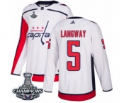 Men Adidas Washington Capitals #5 Rod Langway Authentic White Away 2018 Stanley Cup Final Champions NHL Jersey