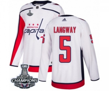 Men Adidas Washington Capitals #5 Rod Langway Authentic White Away 2018 Stanley Cup Final Champions NHL Jersey