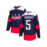 Men Adidas Washington Capitals #5 Rod Langway Navy Authentic 2018 Stadium Series Stitched NHL Jersey