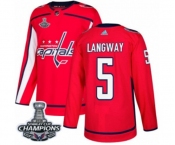 Men Adidas Washington Capitals #5 Rod Langway Premier Red Home 2018 Stanley Cup Final Champions NHL Jersey