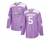 Men Adidas Washington Capitals #5 Rod Langway Purple Authentic Fights Cancer Stitched NHL Jersey