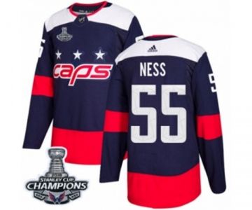 Men Adidas Washington Capitals #55 Aaron Ness Authentic Navy Blue 2018 Stadium Series 2018 Stanley Cup Final Champions NHL Jersey